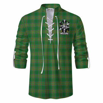 Edney Irish Clan Tartan Ghillie Kilt Shirt with Coat of Arms Men - Tartan Vibes Clothing