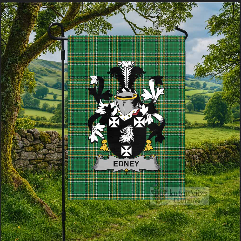 Edney Irish Clan Tartan Flag with Coat of Arms