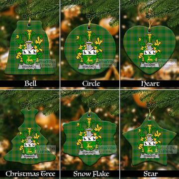 Edwards Irish Clan Tartan Christmas Ceramic Ornament with Coat of Arms Ceramic - Tartan Vibes Clothing