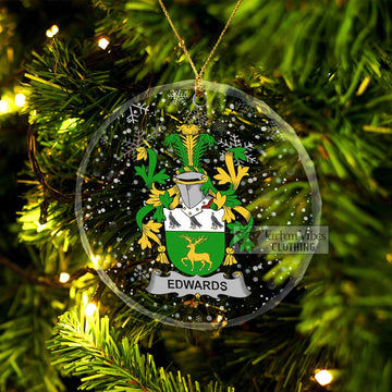 Edwards Irish Clan Christmas Glass Ornament with Coat of Arms Transparent Glass Circle - 2D-tartanvibesclothing