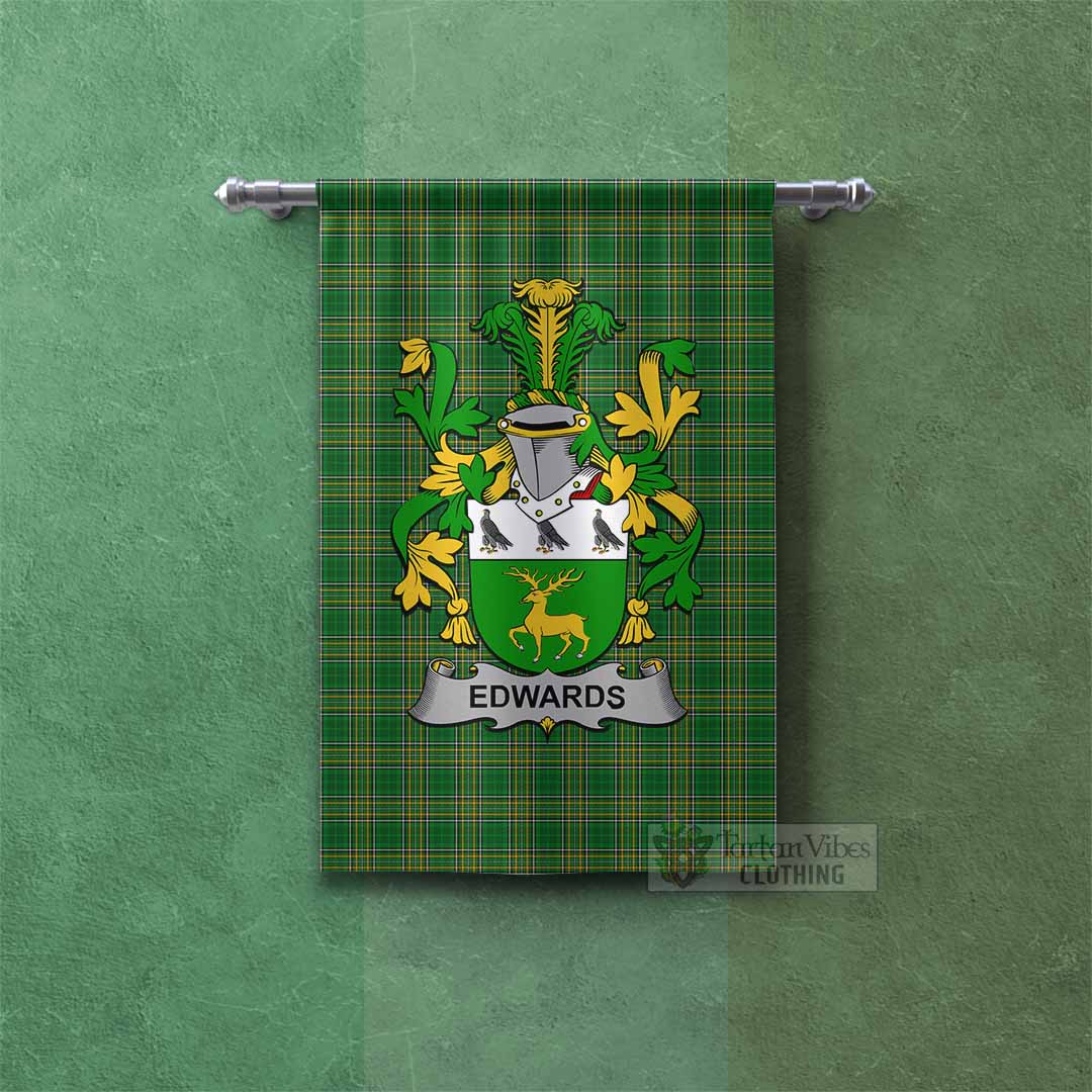 Edwards Irish Clan Tartan Gonfalon, Tartan Banner with Coat of Arms Rectangle - Tartan Vibes Clothing