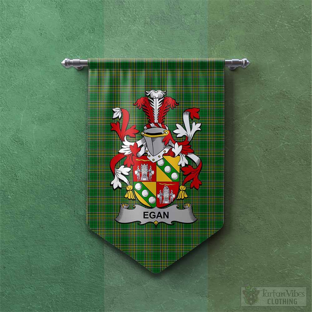 Tartan Vibes Clothing Egan Irish Clan Tartan Gonfalon, Tartan Banner with Coat of Arms