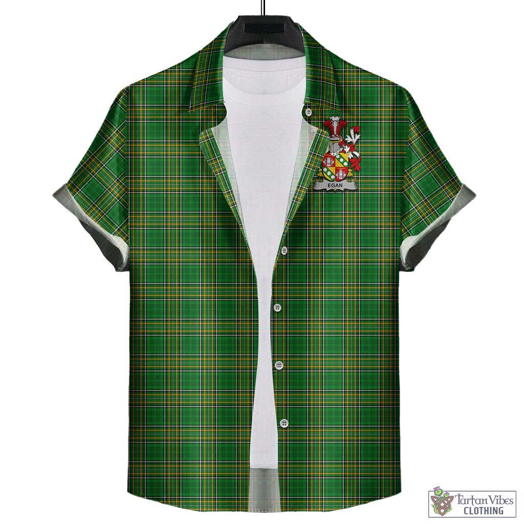 Egan Irish Clan Tartan Hawaiian Shirt with Coat of Arms - Tartan Vibes Clothing