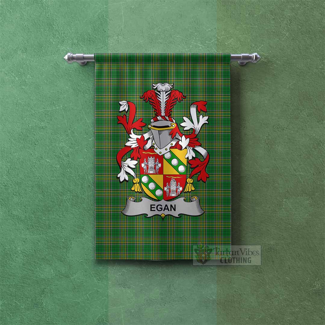 Tartan Vibes Clothing Egan Irish Clan Tartan Gonfalon, Tartan Banner with Coat of Arms