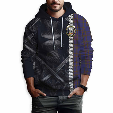 Tartan Vibes Clothing Elliot Tartan Hoodie with Family Crest Cross Sword Thistle Celtic Vibes
