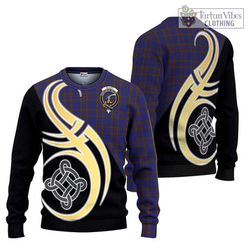 Elliot Tartan Knitted Sweater with Family Crest and Celtic Symbol Style Unisex - Tartan Vibes Clothing