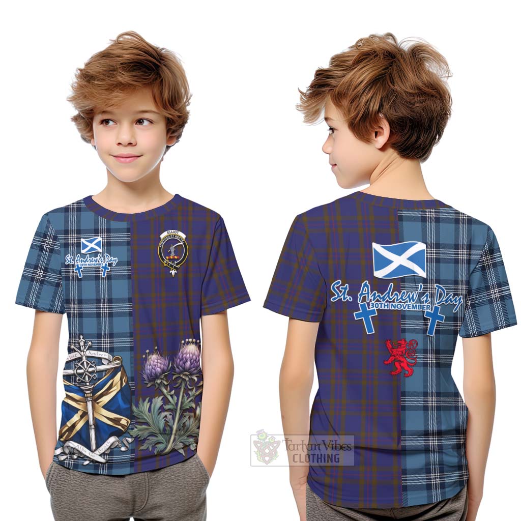 Tartan Vibes Clothing Elliot Tartan Kid T-Shirt Happy St. Andrew's Day Half Tartan Style