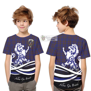 Elliot Tartan Kid T-Shirt with Alba Gu Brath Regal Lion Emblem Youth XL Size14 - Tartanvibesclothing Shop