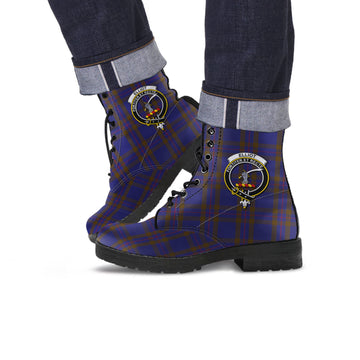 Elliot Tartan Leather Boots with Family Crest