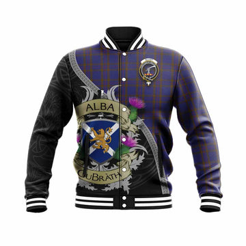 Tartan Vibes Clothing Elliot Tartan Family Crest Baseball Jacket Lion Rampant Royal Thistle Shield Celtic Inspired