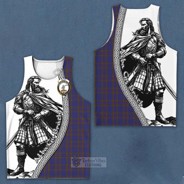 Tartan Vibes Clothing Elliot Tartan Clan Crest Men's Tank Top with Highlander Warrior Celtic Style