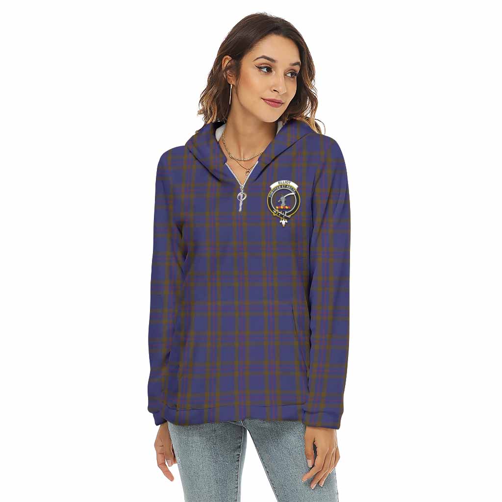 Tartan Vibes Clothing Elliot Tartan Crest Women's Borg  Half Zip Fleece Hoodie