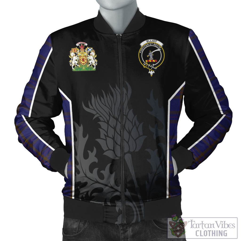Tartan Vibes Clothing Elliot Tartan Bomber Jacket with Family Crest and Scottish Thistle Vibes Sport Style
