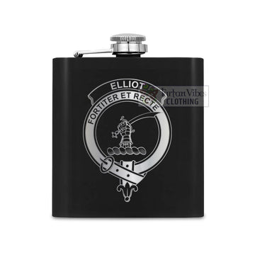 Tartan Vibes Clothing Elliot Crest Hip Flask Set 7oz Black Stainless Steel with A Gift Box