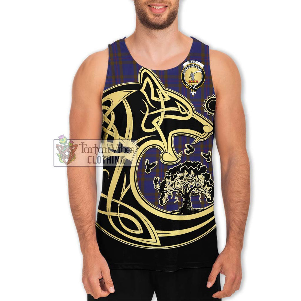 Elliot Tartan Men's Tank Top with Family Crest Celtic Wolf Style Men - Tartan Vibes Clothing