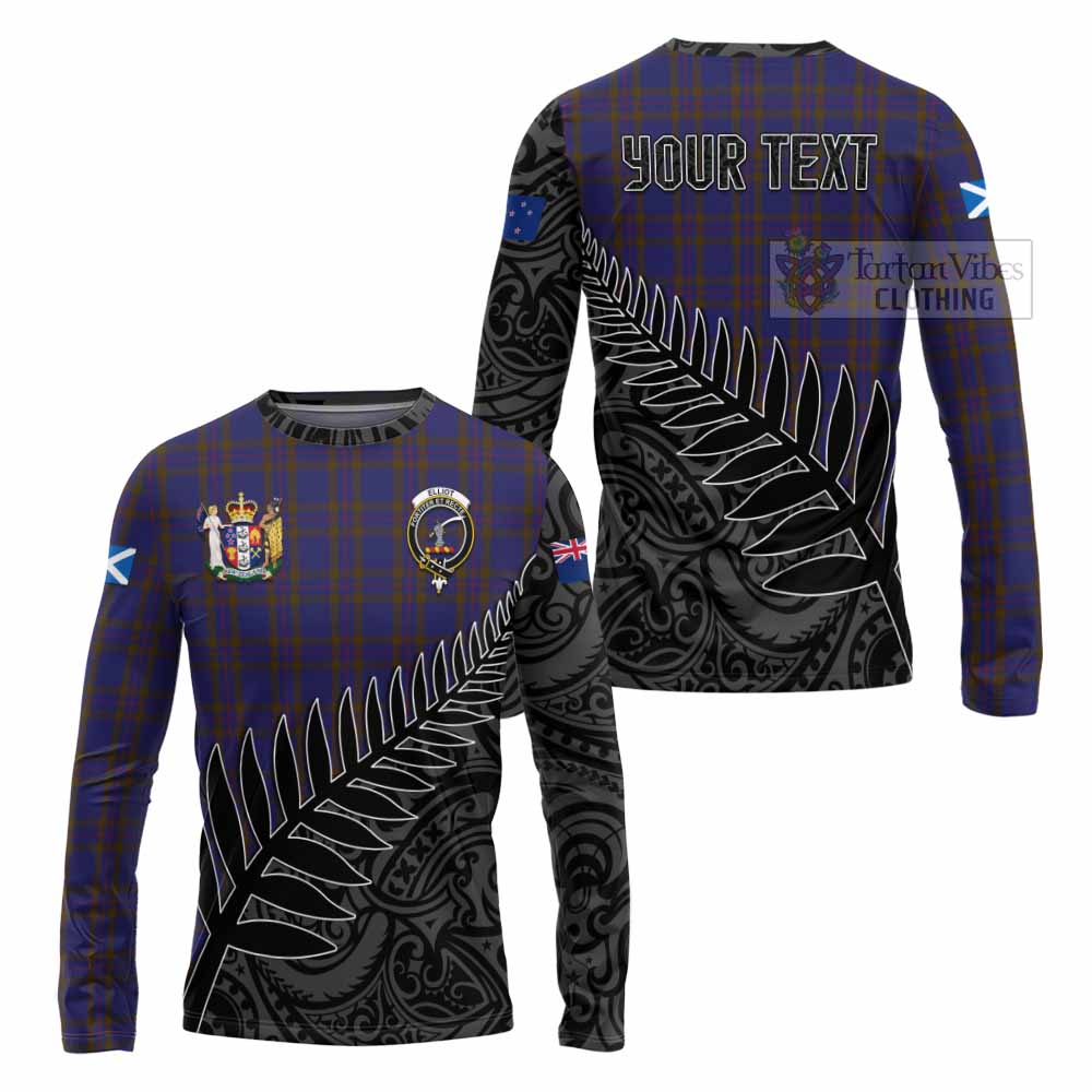 Tartan Vibes Clothing Elliot Crest Tartan Long Sleeve T-Shirt with New Zealand Silver Fern Half Style
