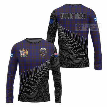 Tartan Vibes Clothing Elliot Crest Tartan Long Sleeve T-Shirt with New Zealand Silver Fern Half Style