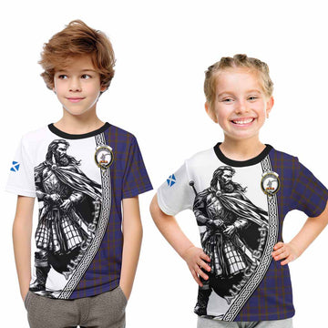 Elliot Tartan Clan Crest Kid T-Shirt with Highlander Warrior Celtic Style