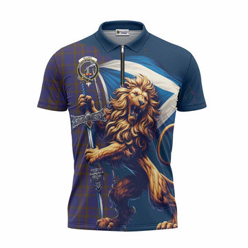 Tartan Vibes Clothing Elliot Tartan Family Crest Zipper Polo Shirt with Scottish Majestic Lion