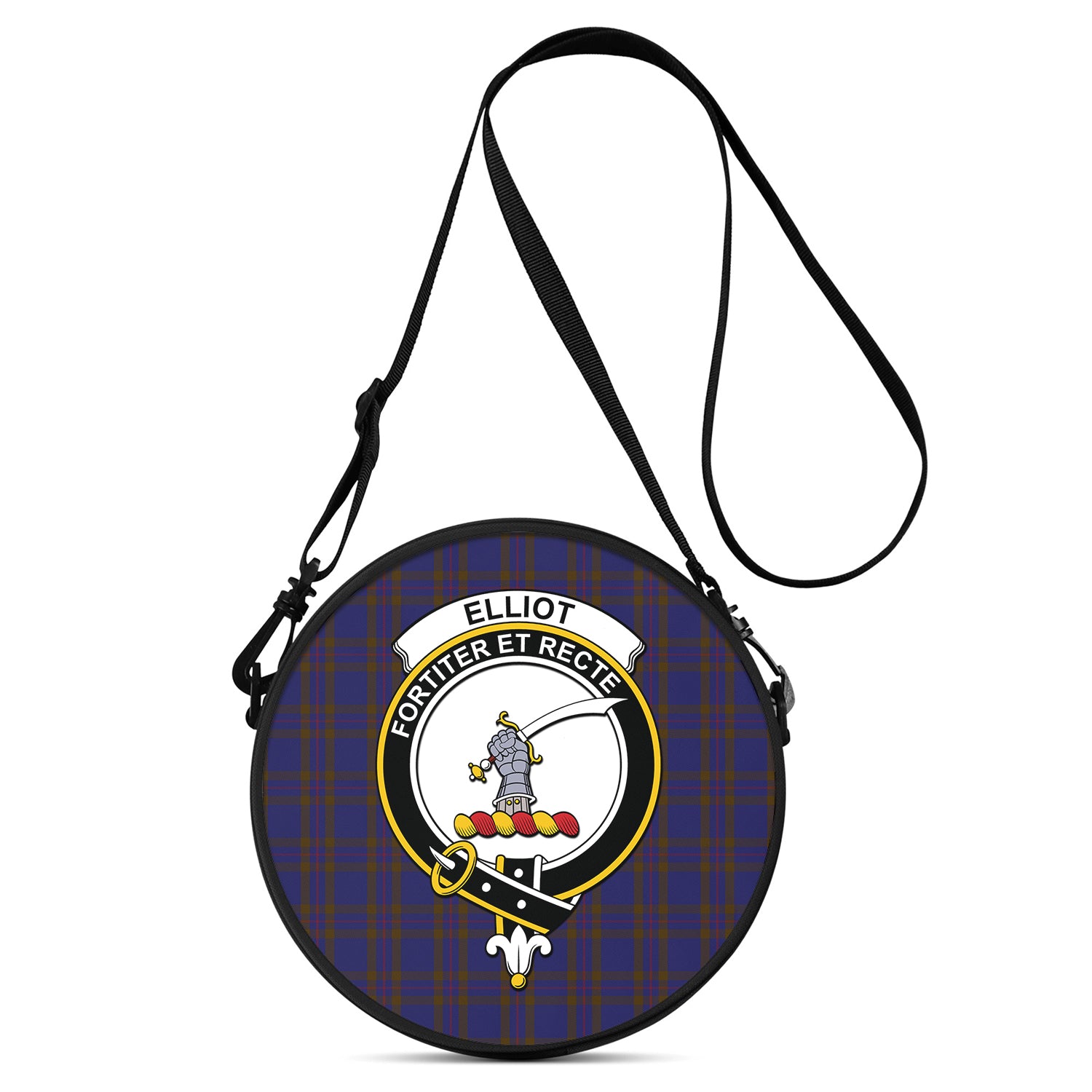 Elliot Tartan Round Satchel Bags with Family Crest One Size 9*9*2.7 inch - Tartan Vibes Clothing
