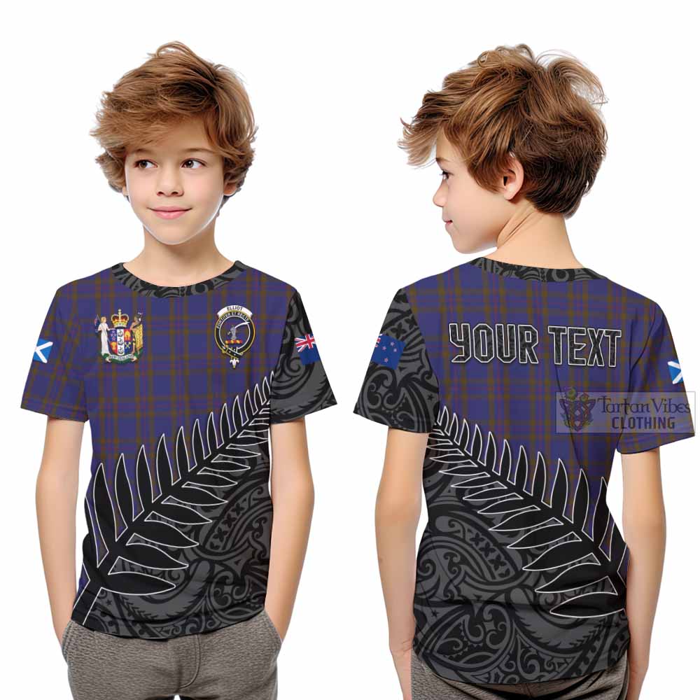 Tartan Vibes Clothing Elliot Crest Tartan Kid T-Shirt with New Zealand Silver Fern Half Style