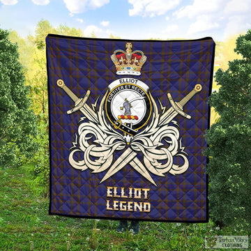 Elliot Tartan Quilt with Clan Crest and the Golden Sword of Courageous Legacy