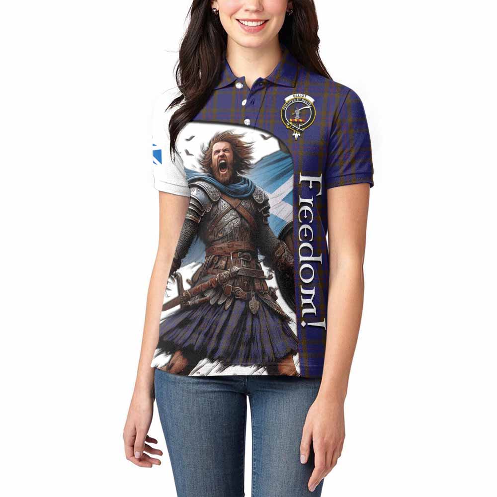 Tartan Vibes Clothing Elliot Crest Tartan Women's Polo Shirt Inspired by the Freedom of Scottish Warrior