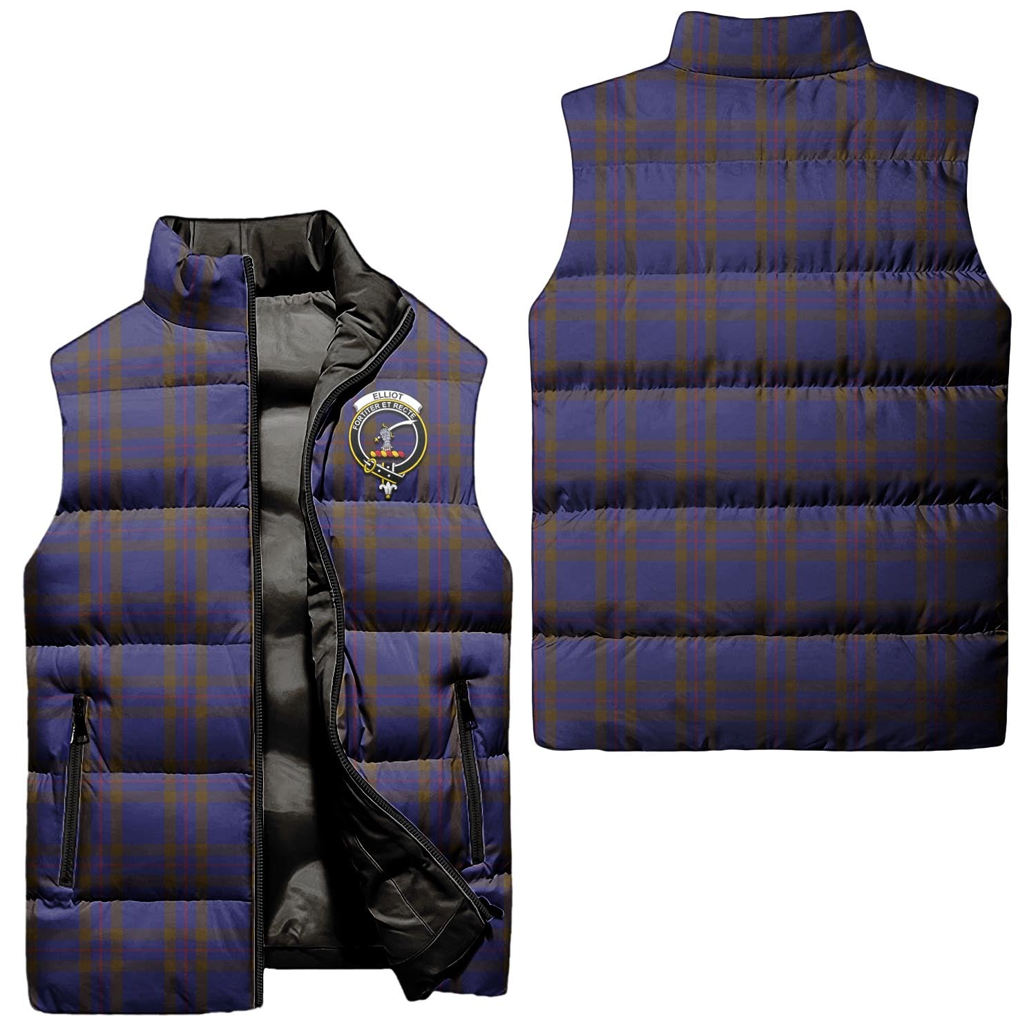 Elliot Tartan Sleeveless Puffer Jacket with Family Crest Unisex - Tartanvibesclothing