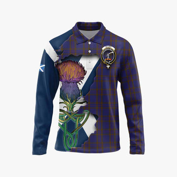 Tartan Vibes Clothing Elliot Tartan Family Crest Long Sleeve Polo Shirt Scottish Thistle Celtic Inspired