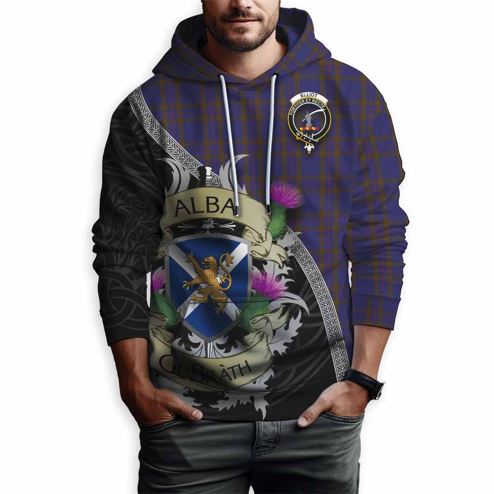 Tartan Vibes Clothing Elliot Tartan Family Crest Hoodie Lion Rampant Royal Thistle Shield Celtic Inspired
