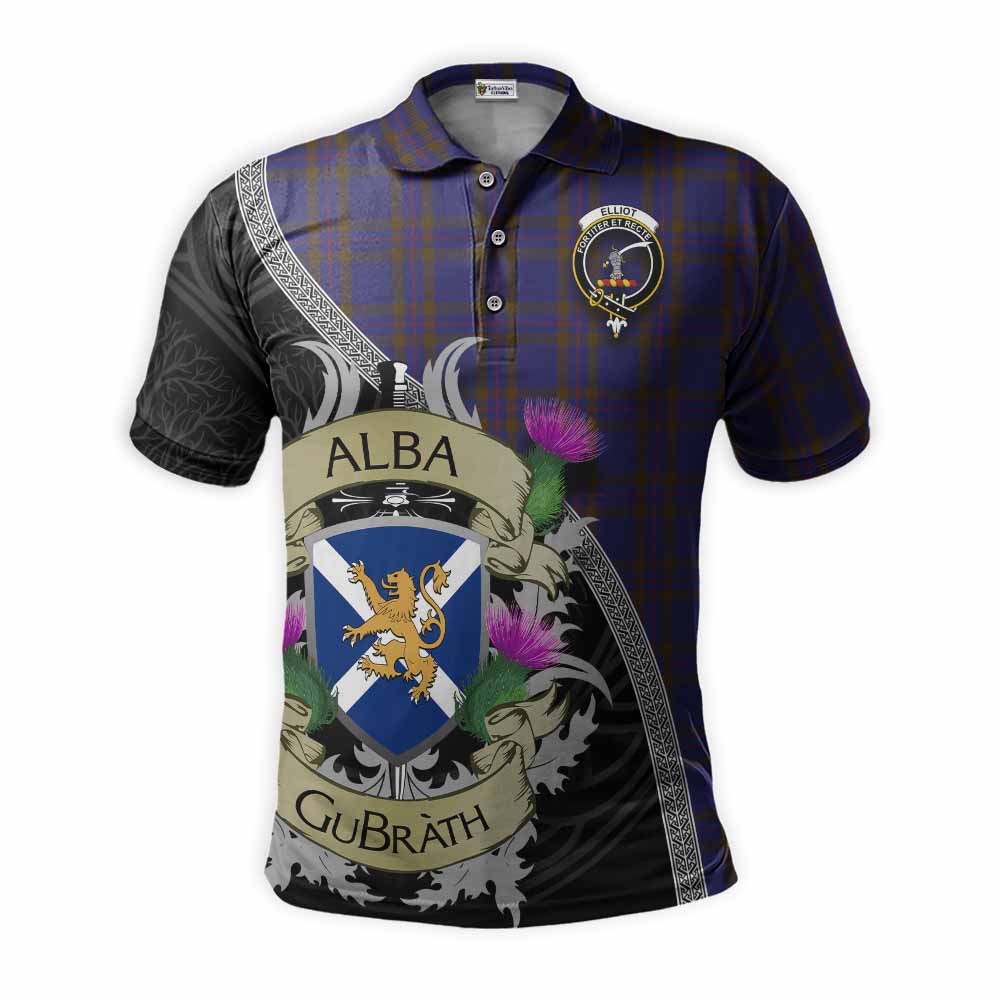 Tartan Vibes Clothing Elliot Tartan Family Crest Polo Shirt Lion Rampant Royal Thistle Shield Celtic Inspired