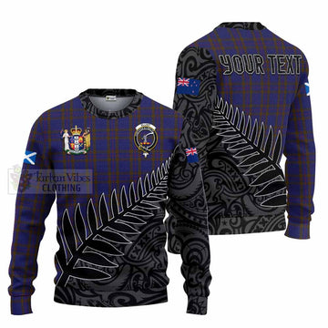 Tartan Vibes Clothing Elliot Crest Tartan Knitted Sweater with New Zealand Silver Fern Half Style
