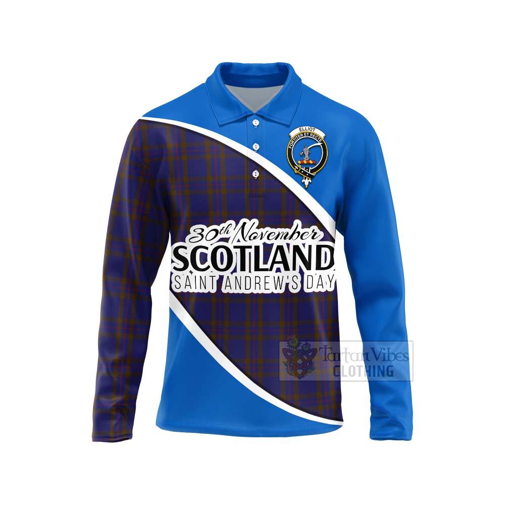 Tartan Vibes Clothing Elliot Family Crest Tartan Long Sleeve Polo Shirt Celebrate Saint Andrew's Day in Style