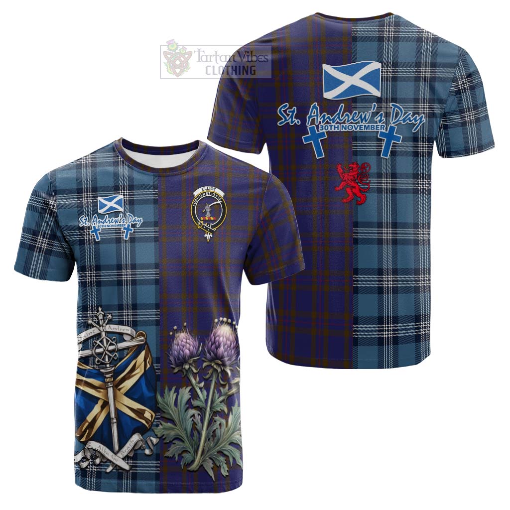Tartan Vibes Clothing Elliot Tartan Cotton T-shirt Happy St. Andrew's Day Half Tartan Style