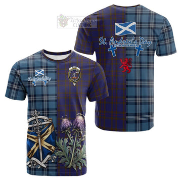 Tartan Vibes Clothing Elliot Tartan Cotton T-shirt Happy St. Andrew's Day Half Tartan Style
