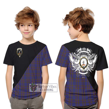 Elliot Tartan Kid T-Shirt with Family Crest and Military Logo Style Youth XL Size14 - Tartanvibesclothing Shop