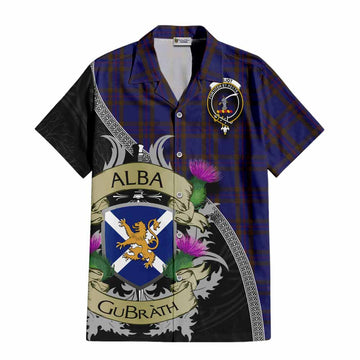 Tartan Vibes Clothing Elliot Tartan Family Crest Short Sleeve Button Shirt Lion Rampant Royal Thistle Shield Celtic Inspired