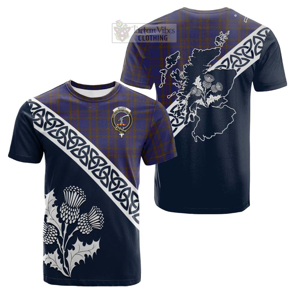 Tartan Vibes Clothing Elliot Tartan Cotton T-shirt Featuring Thistle and Scotland Map