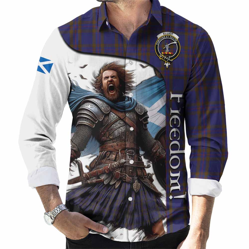 Tartan Vibes Clothing Elliot Crest Tartan Long Sleeve Button Shirt Inspired by the Freedom of Scottish Warrior
