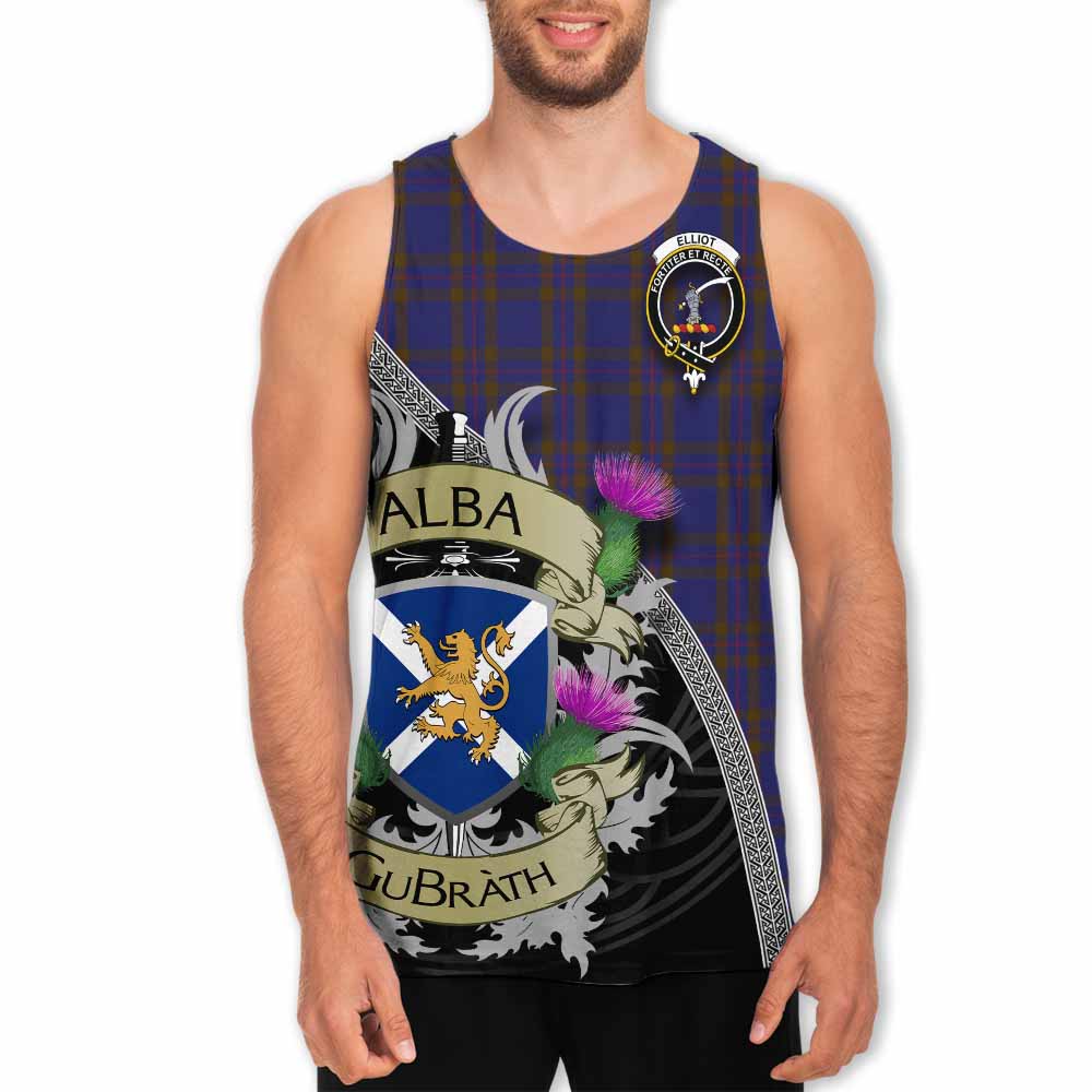 Tartan Vibes Clothing Elliot Tartan Family Crest Men's Tank Top Lion Rampant Royal Thistle Shield Celtic Inspired
