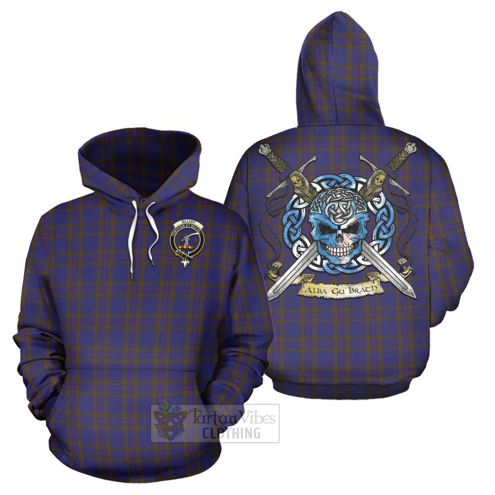 Tartan Vibes Clothing Elliot Tartan Hoodie with Family Crest Celtic Skull Style