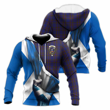 Elliot Tartan Knitted Hoodie with Family Crest Scotland Patriotic Style