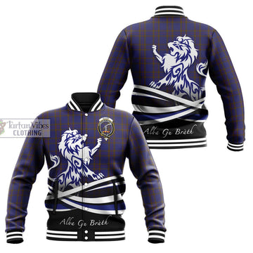 Elliot Tartan Baseball Jacket with Alba Gu Brath Regal Lion Emblem Unisex - Tartanvibesclothing Shop