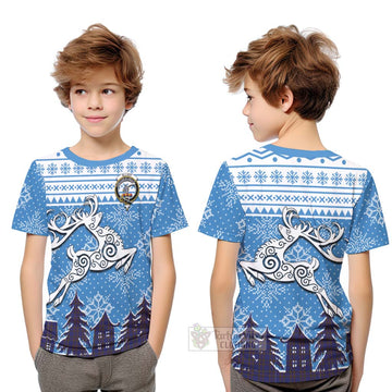 Elliot Clan Christmas Kid T-Shirt Celtic Reindeer Style