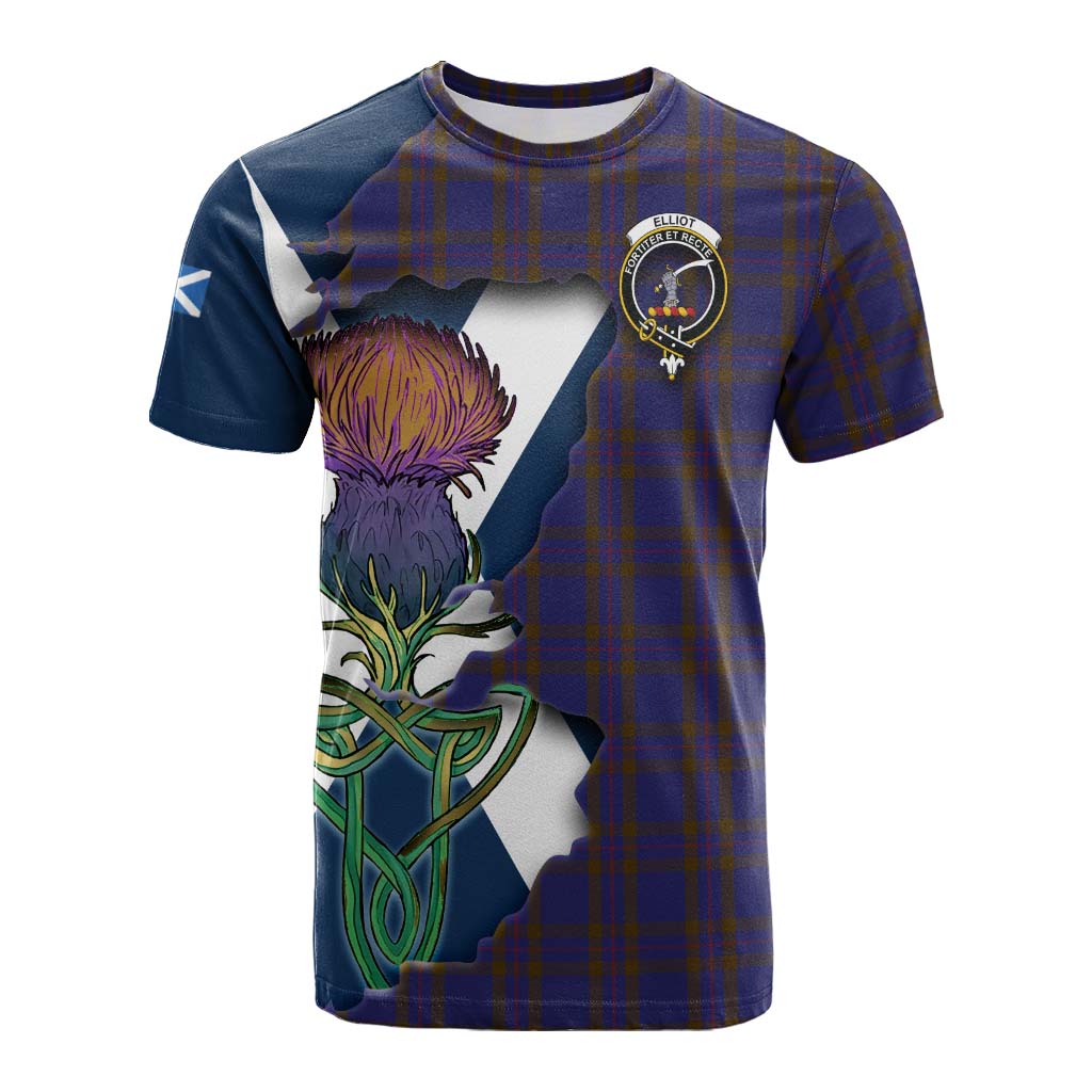 Tartan Vibes Clothing Elliot Tartan Family Crest Cotton T-shirt Scottish Thistle Celtic Inspired