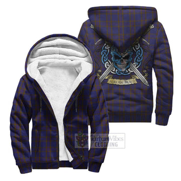 Elliot Tartan Sherpa Hoodie with Family Crest Celtic Skull Style