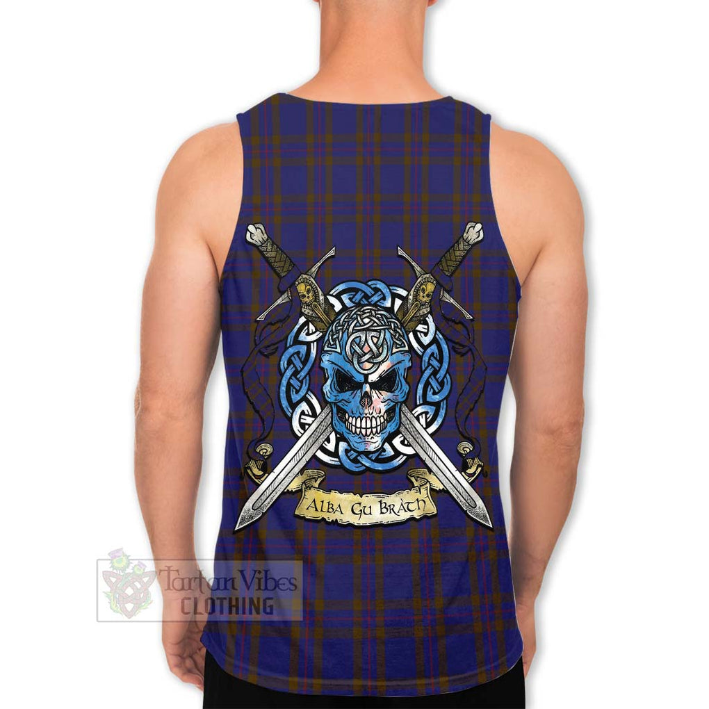 Tartan Vibes Clothing Elliot Tartan Men's Tank Top with Family Crest Celtic Skull Style