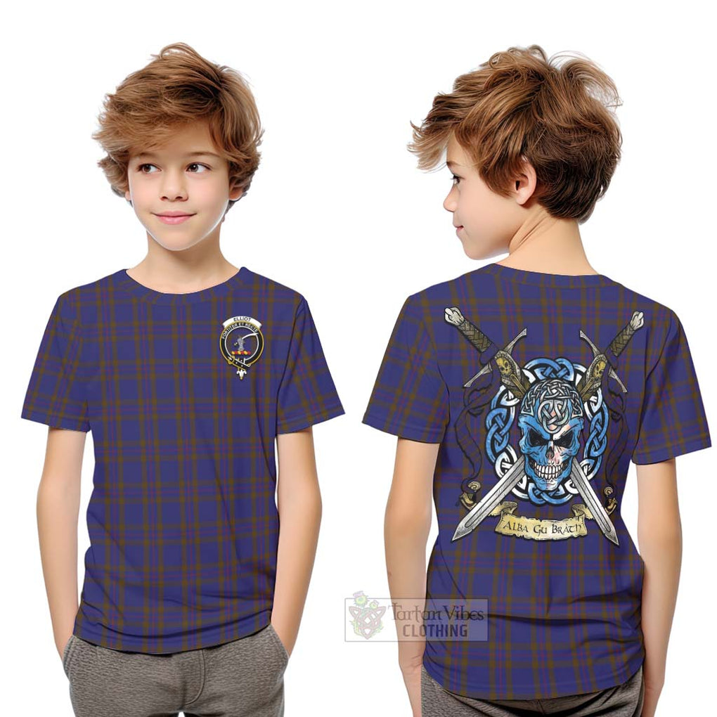 Tartan Vibes Clothing Elliot Tartan Kid T-Shirt with Family Crest Celtic Skull Style