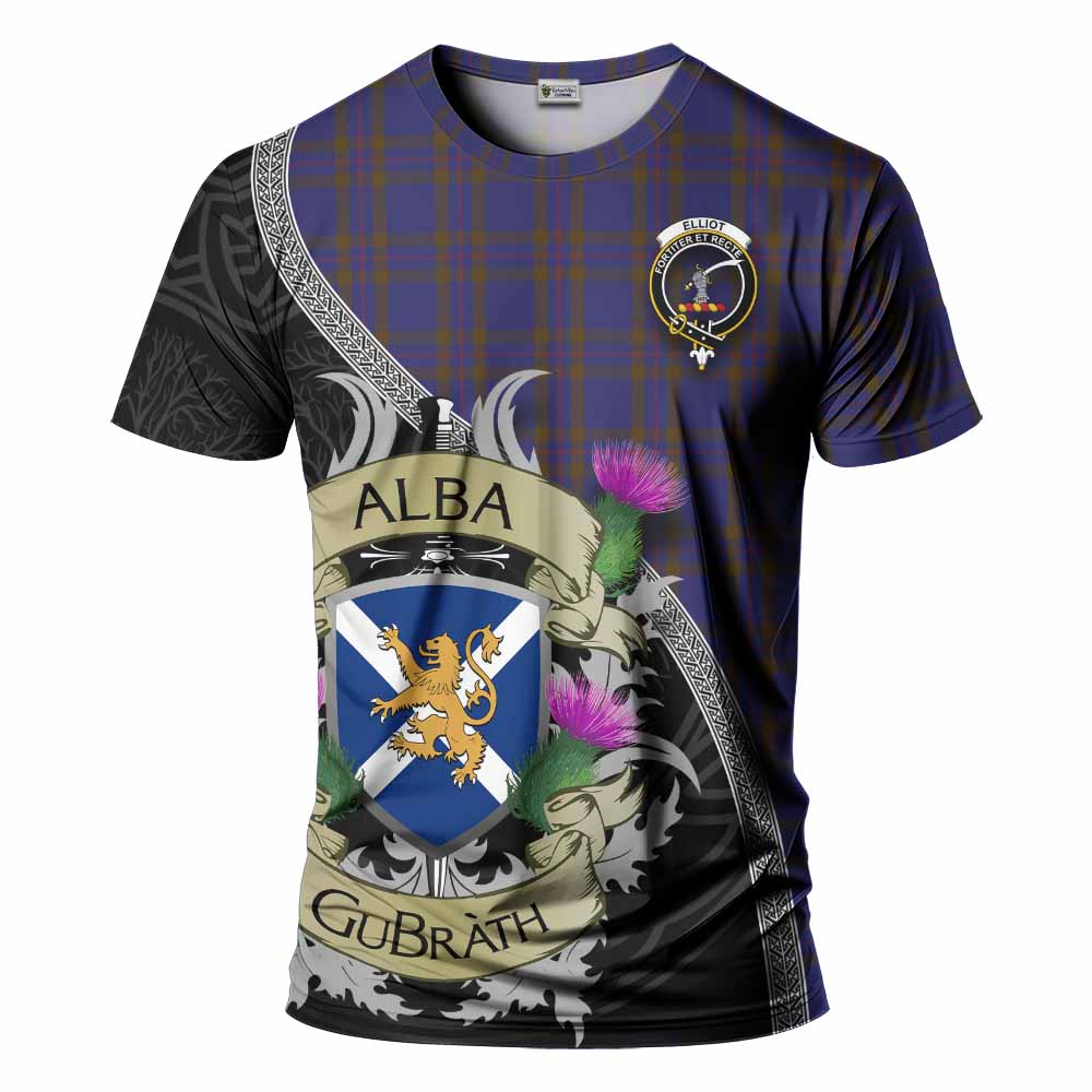 Tartan Vibes Clothing Elliot Tartan Family Crest T-Shirt Lion Rampant Royal Thistle Shield Celtic Inspired
