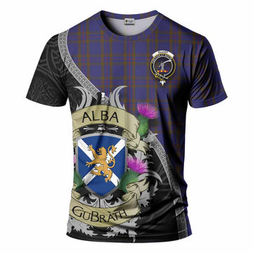 Tartan Vibes Clothing Elliot Tartan Family Crest T-Shirt Lion Rampant Royal Thistle Shield Celtic Inspired